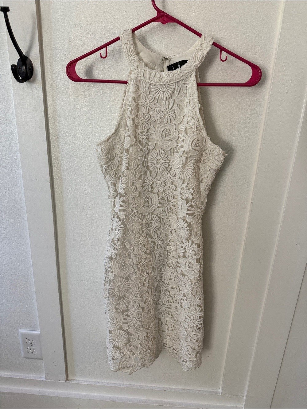 Lulu's Ivory Lace Halter Mini Dress